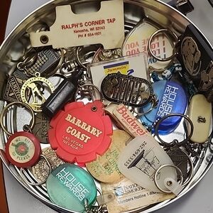 Vintage Keychain Collection with Various Designs